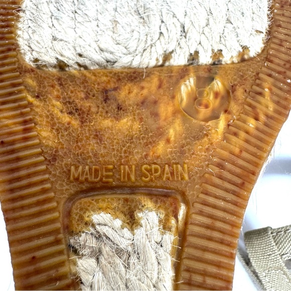 Tan fabric espadrilles wedge sandals, made in Spain, size 8 - Picture 12 of 12